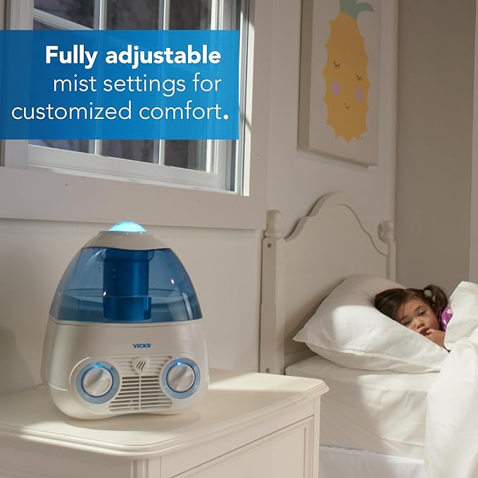 Vicks Starry Night Filtered Cool Mist Humidifier, Medium to Large Rooms, 1 Gallon Tank – Cool Mist Humidifier for Baby and Kids Rooms with Light Up Star Night Light Display, Works with Vicks VapoPads - Image 3
