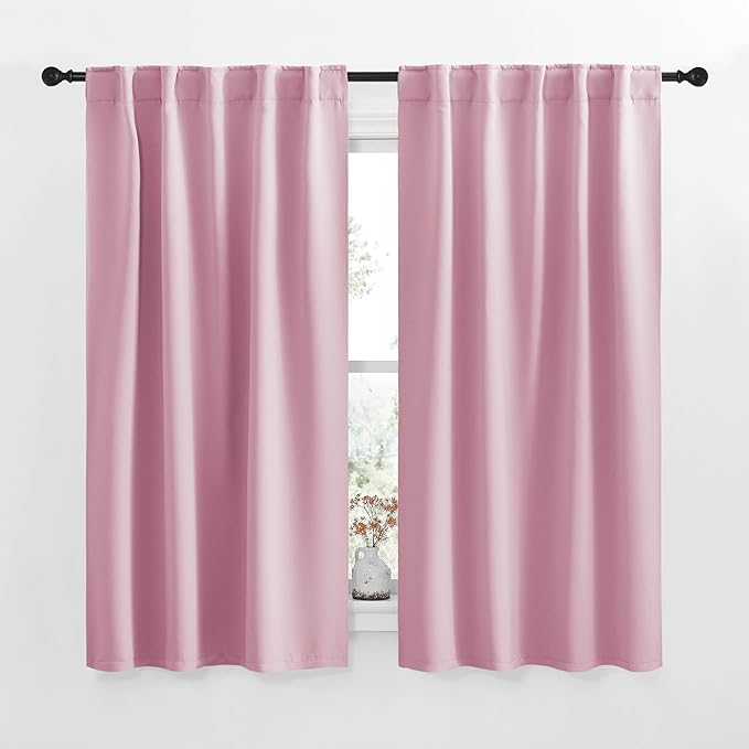 NICETOWN RV Curtains for Camper Windows - (Rouge Pink Color) 42x50 Inch, 2 Panels Set, Thermal Insulated Room Darkening Blackout Drapes/Draperies with Rod Pocket & Back Tab for Half Window by NICETOWN