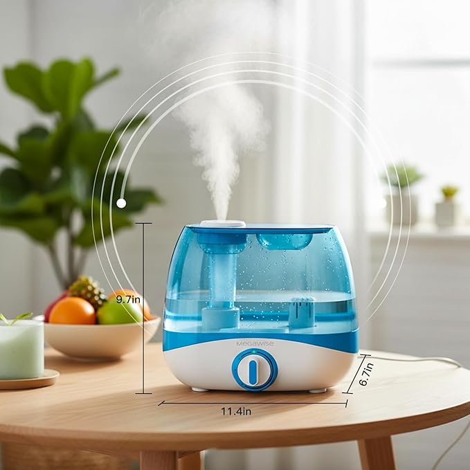 MegaWise Humidifiers for Bedroom Home, 5.0L Cool Mist Humidifier for Home Plant and Baby Nursery, Quiet Ultrasonic Humidifier with 360° Nozzle, Auto Shut-Off, Blue - Image 4