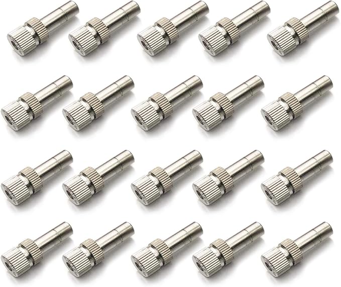 20pcs Brass Mister Nozzles, 6mm Misting Nozzles for Outdoor Cooling System, Landscaping, Air Humidification, Greenhouse Irrigation (without Filter, 0.028"/0.7mm Orifice) by wexecon