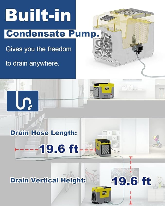 ALORAIR 180 Pints Commercial Dehumidifier with Pump Smart WiFi Control, Storm LGR 850X Industrial Dehumidifier for Water Damage Restore, Basement, Garage, Crawl Space, with 5 Years Limited Warranty - Image 4
