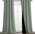 NICETOWN Greyish Green Blackout Curtains 90 inches Long, Full Light Blocking Drapes with Black Liner for Nursery, Thermal Insulated Draperies for Hall, Villa (2 Pieces, 46" Wide Each Panel) by NICETOWN