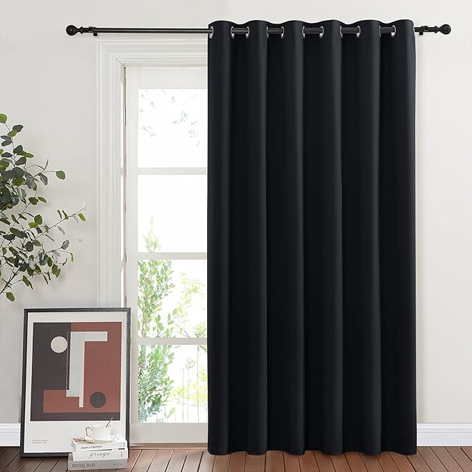 NICETOWN Blackout Curtain for Sliding Door, Patio Door Curtains, Thermal Insulated Wide Drapes/Draperies for Bedroom (Black, 80 by 84 inches) - Image 8