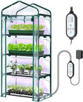 Indoor Greenhouse with Grow Light, Ohuhu 4-Tier Mini Green House for Winter - Full Spectrum Greenhouses for Seed Starting Small Portable Green Houses Waterproof PVC Cover & Adjustable Shelves by Ohuhu