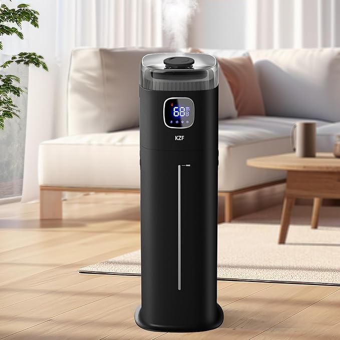 KZF Large Humidifier for Bedroom, 9L/2.5Gallon Ultrasonic Cool Mist Humidifier with Humidistat, 360°Nozzle, 350ML/H Big Mist Level, Suitable for Kids Room Livingroom Yoga Office Plant by BreathePureLiveNaturally