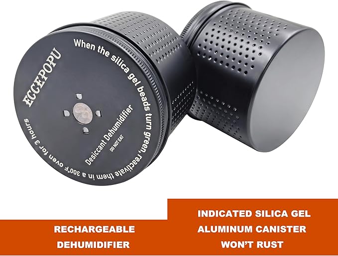 Gun Safe Dehumidifier 200g - Silica Gel Desiccant Canister, Moisture Absorber for Gun Cabinets & Safes, Protect 80 Cubic Feet, Black, Aluminum Shell - Image 2