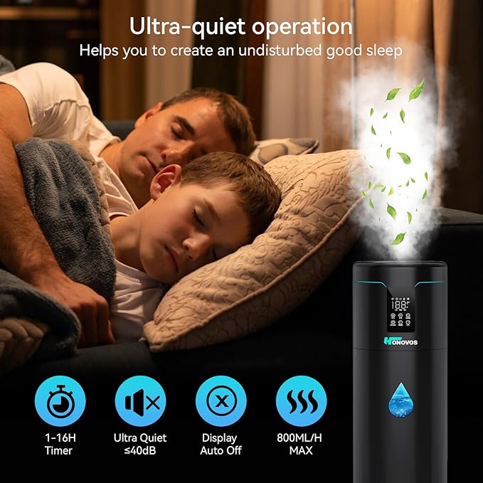 Humidifiers for Large Room Home Bedroom 2000 sq.ft. 17L/4.5Gal Large Humidifier with Extension Tube & 4 Speed Mist,Top Fill Wholehouse Humidifier with 360°Nozzle for Plant Commercial Greenhouse(Black) - Image 6
