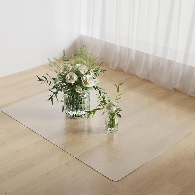 3'×3' Frosted Clear Waterproof Area Mat for Hard Floor, No Scratches Plastic Floor Mat for Litter Boxes, Spill-Resistant Easy Cleaning Floor Protector for Under Refrigerator, Plant Pots by Unknown