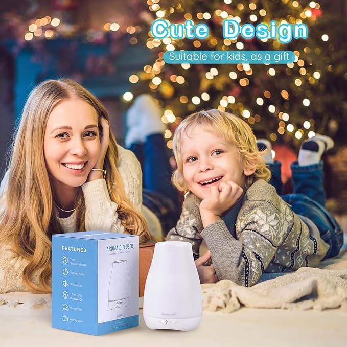 Homeweeks Diffusers, 100ml Colorful Essential Oil Diffuser with Adjustable Mist Mode, Auto Off Aroma for Bedroom/Office/Trip (100 ML 1 Pack) - Image 8
