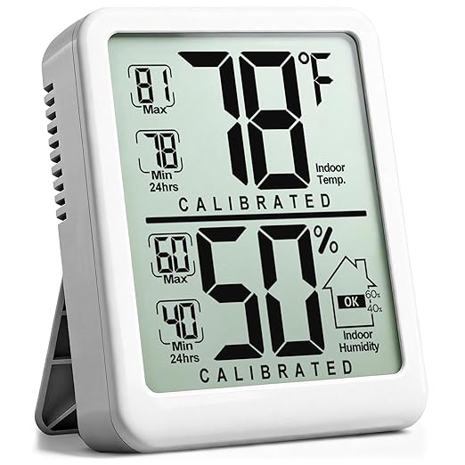 Antonki Room Thermometer, Digital Small Hygrometer Indoor Thermometer Humidity Gauge, Temperature Humidity Meter with Max/Min Record Monitor Sensor for Home, Plants - Battery Included by Antonki