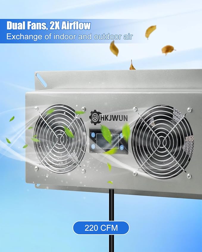 220 CFM Airflow Crawl Space Ventilation Fan with Temperature & Humidity Controller, 304 Stainless Steel Exhaust Fan for Basement Garage Attic Hydroponics & Grow Tents, Airflow & Moisture Control - Image 3