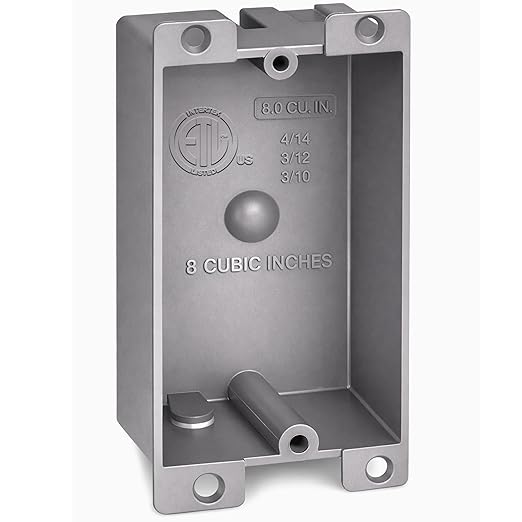 Plastic Electrical Box, Shallow Remodel Box, 8 Cubic Inch Grey Outlet Box, Single Gang Old Work Junction Box, Length 4.25'', Width 2.4'', Depth 1.24'', Solid PVC Construction, ETL Listed by AirmontProducts