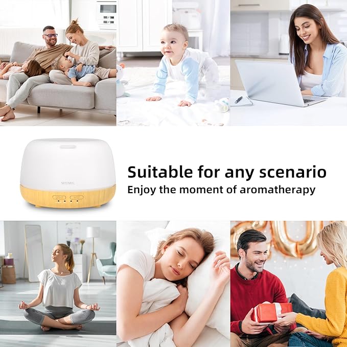 300ML Essential Oil Diffuser,Quiet 8 Hours Operation, 7-Color LED Light, 4 Timer, Remote Control, Aromatherapy Diffuser Auto-Off, for Bedroom, Living Room, Office, Home - Image 5