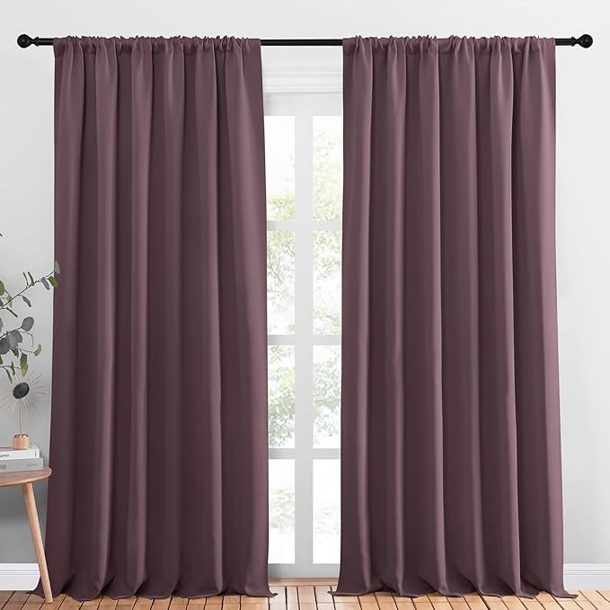 NICETOWN 2 Panels Blackout Curtains, Rod Pocket Thermal Insulated Drapess for Bedroom, Privacy Protection Easy-Care Heavy Duty Curtains for Living Room/Dining Room, W70 x L95 inches, Dry Rose by NICETOWN
