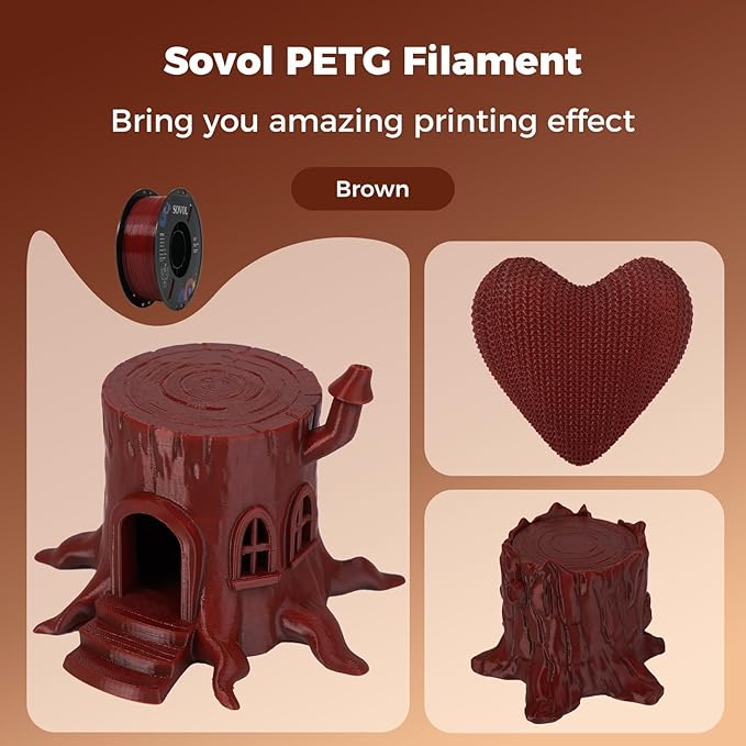 Sovol 3D Printer PETG Filament 1.75mm 1KG (2.2lbs), High Precision, Strong Toughness, Wiring Tightness, Dimensional Accuracy +/- 0.03 mm, 3D Printing PETG Filaments, Brown - Image 3