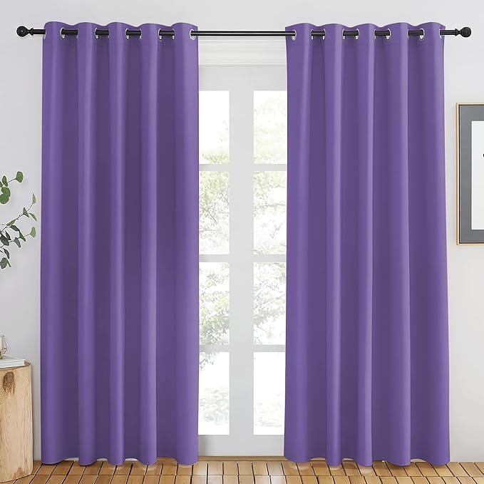 NICETOWN Lilac Purple Blackout Curtains 84 inch Length, Grommet Top Room Darkening Drapes for Bedroom Living Room, Light Blocking Window Covering for Privacy (W66 x L84 Inch, 1 Panel) by NICETOWN