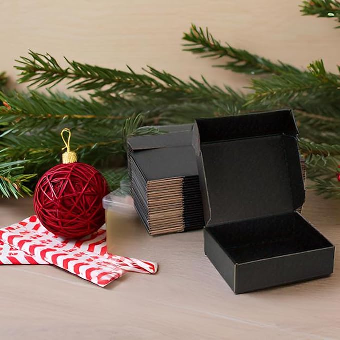 Small Shipping Boxes 8x5x2 Inch (25 Pack) - Sturdy Black Corrugated Cardboard Boxes for Small Business, Ecommerce, Mailing & Packaging | Recyclable Gift & Storage Boxes - Image 4