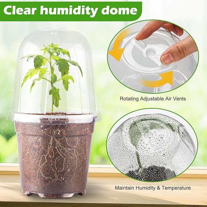 6 Inch Clear Humidity Dome, 30 Pcs Adjustable Plant Pot Domes Compatible with 6" Nursery Pots, Reusable Transparent Grow Dome Cover for Seed Starter Pots Outdoor Gardening Plant Growth - Image 2