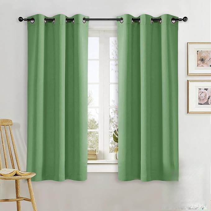 NICETOWN Blackout Curtain Blind for Bedroom, Single Panel, W42 x L45 inches, Forest Green, Thermal Insulated Grommet Blackout Room Darkening Drape/Drapery by NICETOWN