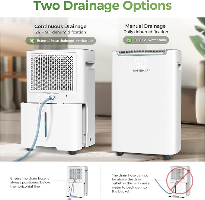 4,500 Sq Ft Home Dehumidifier with Drain Hose, 75 OZ Water Tank, 24 Hr Timer, 55 Pints High Efficiency Compressor for Basements, Bathrooms, Bedrooms and Laundry Rooms - Image 5