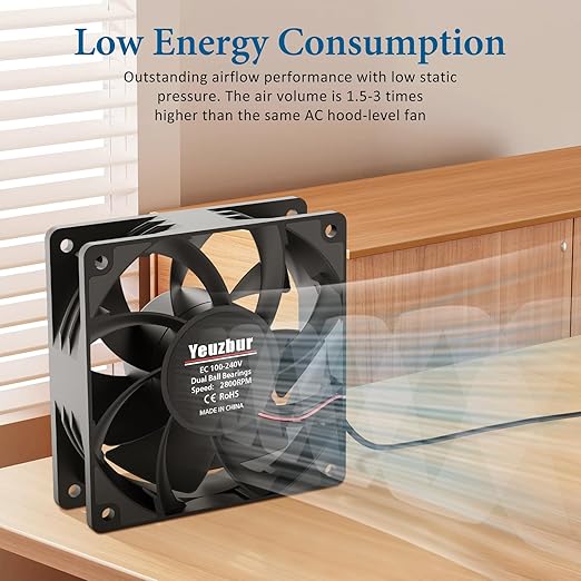 EC Axial Fan, Yeuzbur AC Vent Fan 110V 120V 240V Small Exhaust Fan 120mm x 38mm, for DIY Cooling Ventilation Exhaust Projects - Image 6