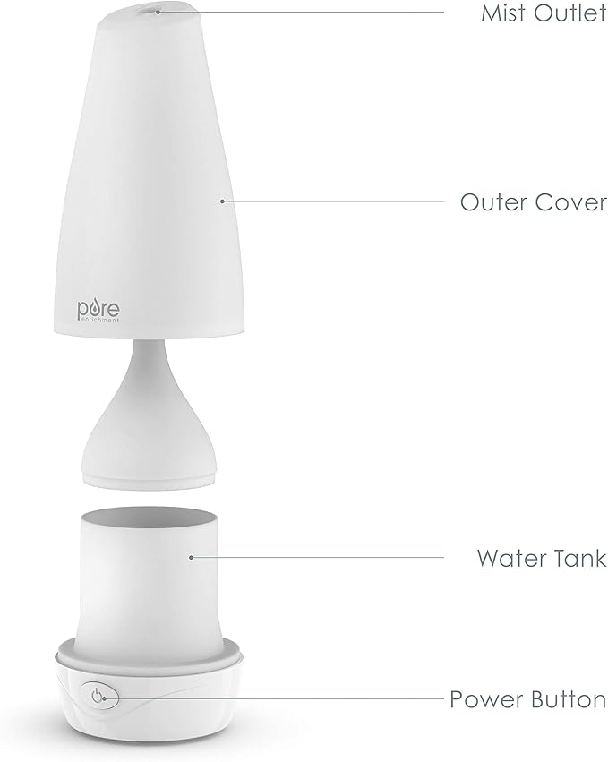 Pure Enrichment® PureSpa™ Essential Oil Diffuser - Compact Ultrasonic Aromatherapy Diffuser, Natural Air Deodorizer, 100ml Water Tank, and Optional Mood Light - Lasts Up to 7 Hours with Auto Shut-Off - Image 5