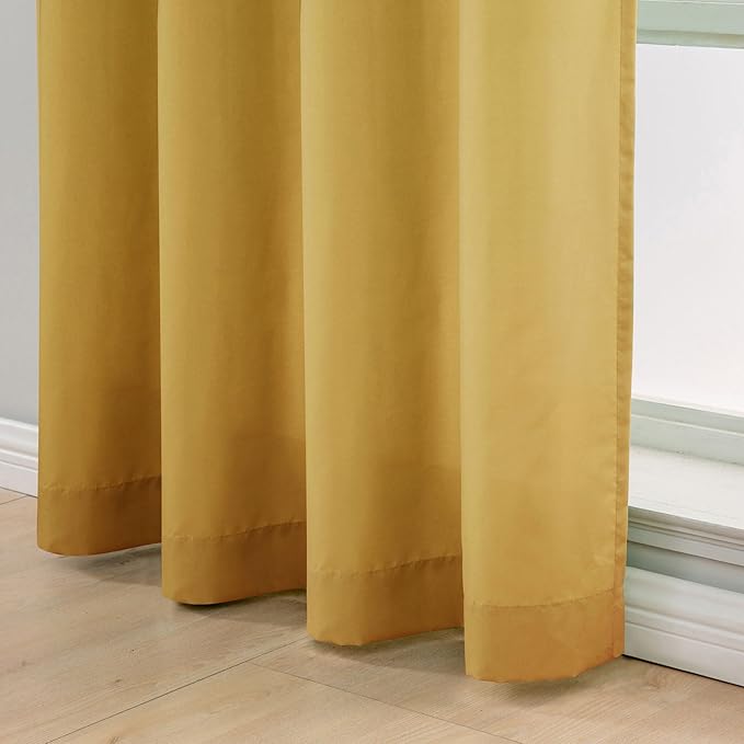 L.Z.E Light Filtering Curtains 72 Inch Length 2 Panels Set Gold Privacy Non-See-Through Semi Sheer Curtains for Living Room Bedroom Nursery Grommet Top Solid Window Panels (55" W x 72" L) - Image 5