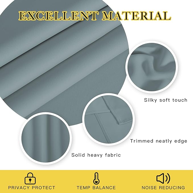 NICETOWN Extra Wide Patio Door Curtain 84 inch Long - Energy Smart & Noise Reducing Grommet Thermal Insulated Wide Width Drapes, Sliding Door Curtain for Guestroom(Stormy Sea, W100 x L84) - Image 3