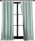 RYB HOME 100% Blackout Linen Textured Curtains 90 inches Long, Thermal Insulating Privacy Energy Saving for Bedroom Living Room Window Office Theater Baby Nursery, W 52 x L 90 in, Aqua, 2 Panels by RYBHOME