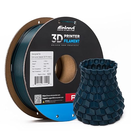 INLAND Micro Center PLA+ 3D Printing Filament 1.75mm - PLA Pro Dimensional Accuracy +/- 0.03 mm - 1kg Cardboard Spool (2.2 lbs) (1 Pack Green, 1.75mm) by INLAND