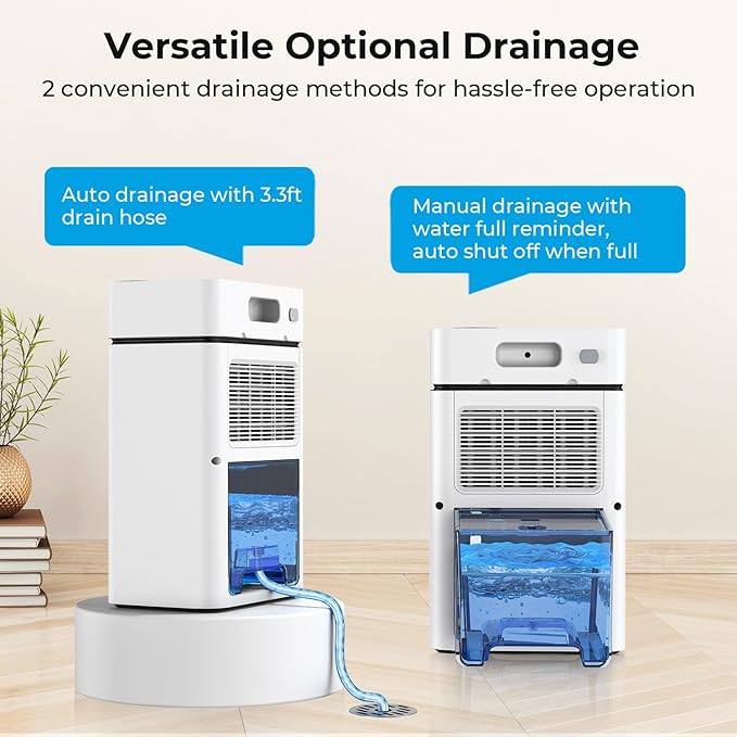 Dehumidifiers for Home, PLUSCENT 1000 Sq.ft Quiet Dehumidifier with Drain Hose for Basement Bedroom Bathroom RV Closet, with 88 OZ Water Tank, Auto Defrost, Auto Shut Off, Sleep Mode, 7 Colors LED - Image 4
