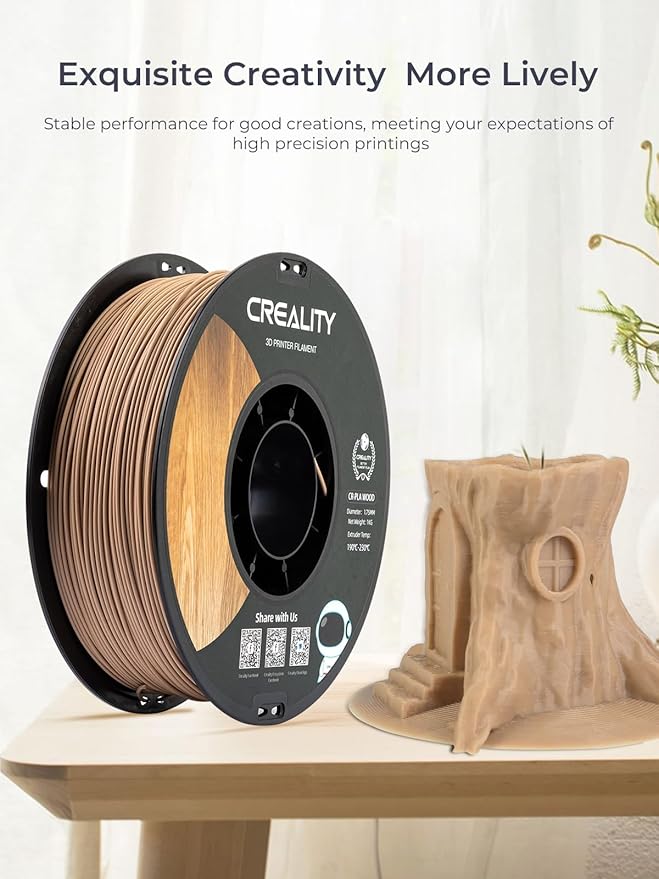 Creality Wood Filament PLA, 3D Printer Filament 1.75 mm, Smooth Silk Texture, Toughness, 1kg(2.2lbs)/Spool Printing Filament, for All FDM Printers (Wood) - Image 5