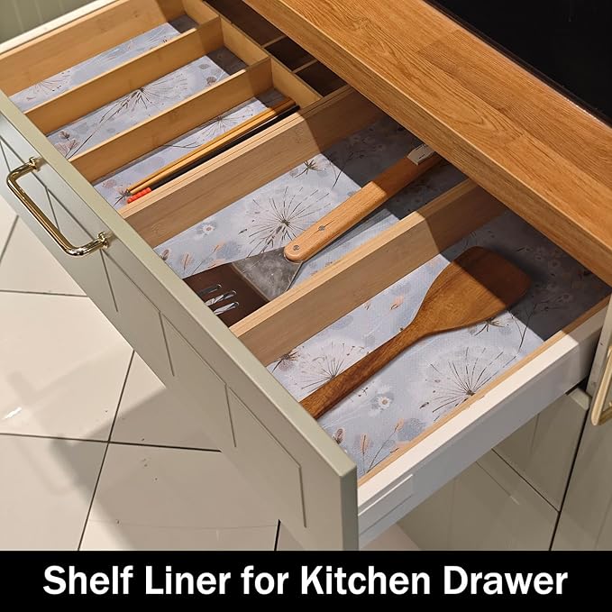 Dandelion Shelf Liners Strong Non-Slip and Non Adhesive Shelf and Drawer Liners for Kitchen Cabinet Wire Fridge, Waterproof Shelf Drawer Liner,Easy to Clean,12IN x 10FT - Image 4