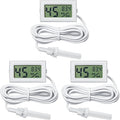 Weewooday Mini Digital Temperature Humidity Meters Gauge with Probe Gauge LCD Fahrenheit Display Thermometer Hygrometer for Incubator Reptile Plant Greenhouse Chicken Coop Garden(White, 3 Pieces) by Weewooday