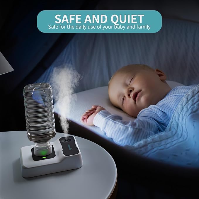 Travel Humidifier, Portable Small Humidifier for Plants, Bedroom, Office, Hotel or Car, 5000mAh Battery Operated Mini Cool Mist Humidifiers, Quiet 23dB, Auto-off, Night Light & BPA-Free, White - Image 6