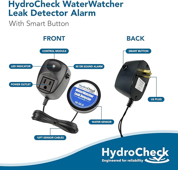 Water Sensor Alarm, Smart Water Leak Detector for Home & Basements | Made in The USA | Automatic Flood Detectors and Water Alarm, Pure Water Capable (WaterWatcher) - Image 2