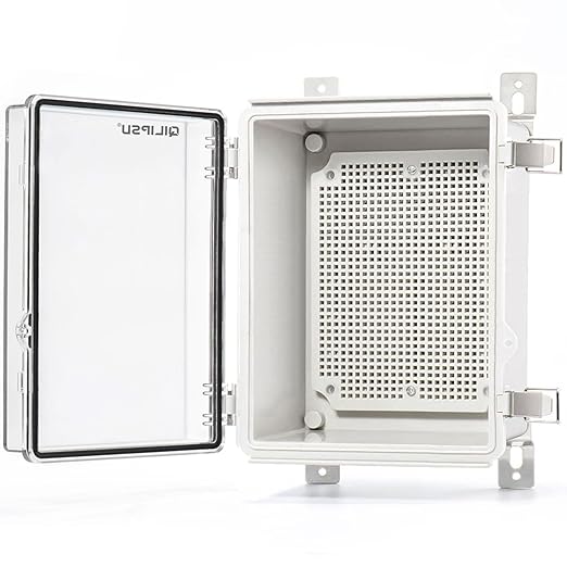 QILIPSU Outdoor WiFi Enclosure, 8.6"x6.7"x4.3" Waterproof Electrical Junction Box, Clear Plastic Hinged Cover IP67 Weatherproof for Solar Projects Network Router Led Control by QILIPSU