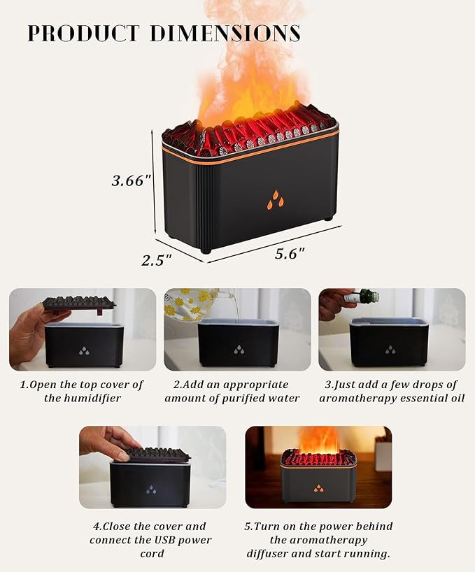 Essential Oil Diffuser, Flame Air Aromatherapy Diffuser, 7 Color Changing Light, Aromatherapy Humidifier with Auto Shut-Off for Home, Bedroom, Yoga, Spa(White) - Image 7
