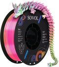 Sovol PLA Filament Silk Tri Color Co-Extrusion 1.75mm, 3D Printer Filament 1kg/ 2.2lbs, Shiny Silk Rose Blue Yellow 3 in 1 Coextrusion PLA Material +/-0.03mm by Sovol
