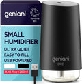 GENIANI Portable Small Cool Mist Humidifier – USB Powered (Not Rechargeable), Compact Desktop Humidifier for Plants, Office, Baby Room – Auto Shut Off & Night Light – Black, 0.25L by GENIANI