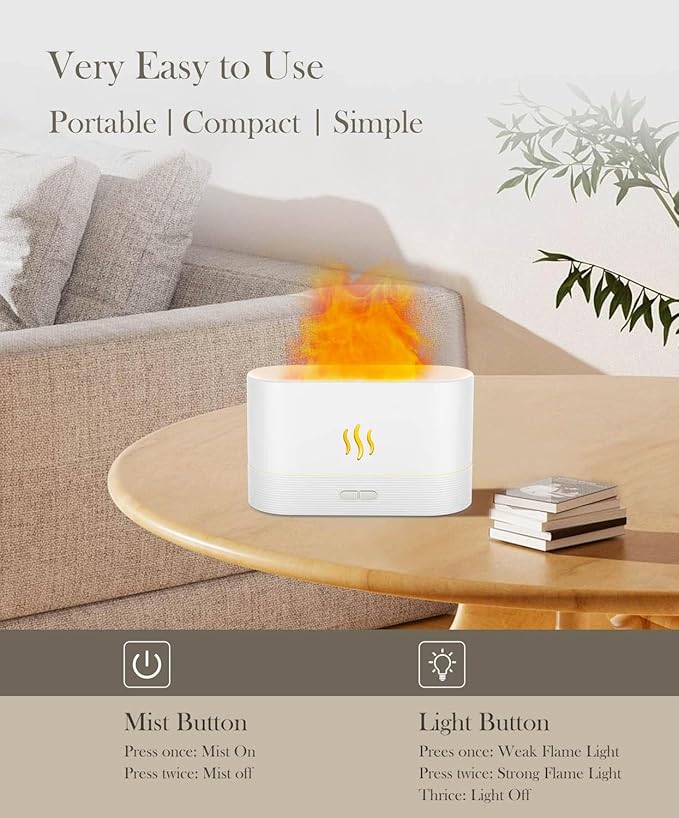 Flame Air Diffuser Humidifier,Upgraded Scent Diffuser for Essential Oils,Ultrasonic Aromatherapy,Fire Mist Humidi with 2 Brightness,Auto-Off Function for Room Home Office(Black) - Image 3