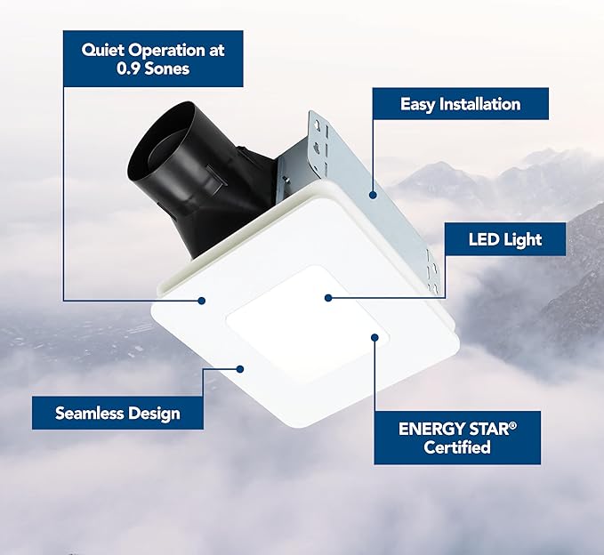 Broan-NuTone Bathroom Exhaust Fan with LED Light – Easy Retrofit Without Attic Access, Quiet 0.9 Sones, Effective Ventilation at 60 CFM ENERGY STAR Certified Moisture and Odor Control - Image 2