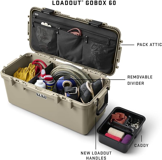 YETI LoadOut 60 GoBox Divided Waterproof Cargo Case, Dry Box, Camera Case, Fishing Tackle Box, Charcoal - Image 2
