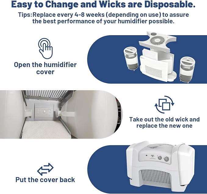 4 Pack MD1-0034 Humidifier Wick Replacement Filter Compatible with Vornado EV100, EV200, EVDC300, EVDC500, Evap2, Evaporative Humidifiers, 1 inch Thick - Image 6