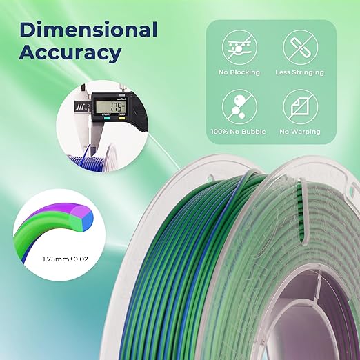 AMOLEN Silk PLA Filament 1.75mm, Triple Colors 3D Printer Filament Bundle, Shiny 3D Printer Filament Dimensional Accuracy +/- 0.02mm, Silk PLA Filament Fits for Most FDM 3D Printers, 200g X 4 Pack - Image 4