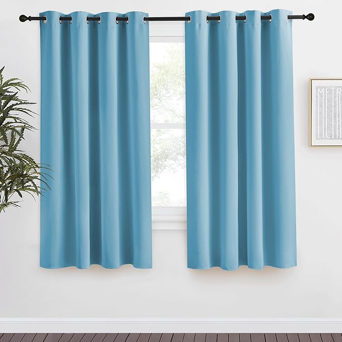 NICETOWN Teal Blue Blackout Curtain 57 inch Length, W55 x L57 Inch, 8 Grommets Top, 1 Piece, Thermal Insulated Modern Window Treatment Soundproof Drape Panel for Bedroom/Living Room by NICETOWN