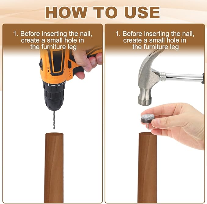 PATIKIL 28 mm Nail-on Felt Pads, 72 Pcs Round Felt Furniture Sliders Pads Heavy Duty Floor Protectors for Wooden Chair Sofa Cabinet Table Leg Feet Hardwood Floors, White - Image 5