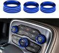 3PCS Air Conditioner Switch Button Knob Cover, Auto Accessories Climate Control Knob Covers, Aluminum Alloy Knob Ring Trim Cover Compatible with Dodge Challenger Durango 2015-2022 (Blue) by Unknown