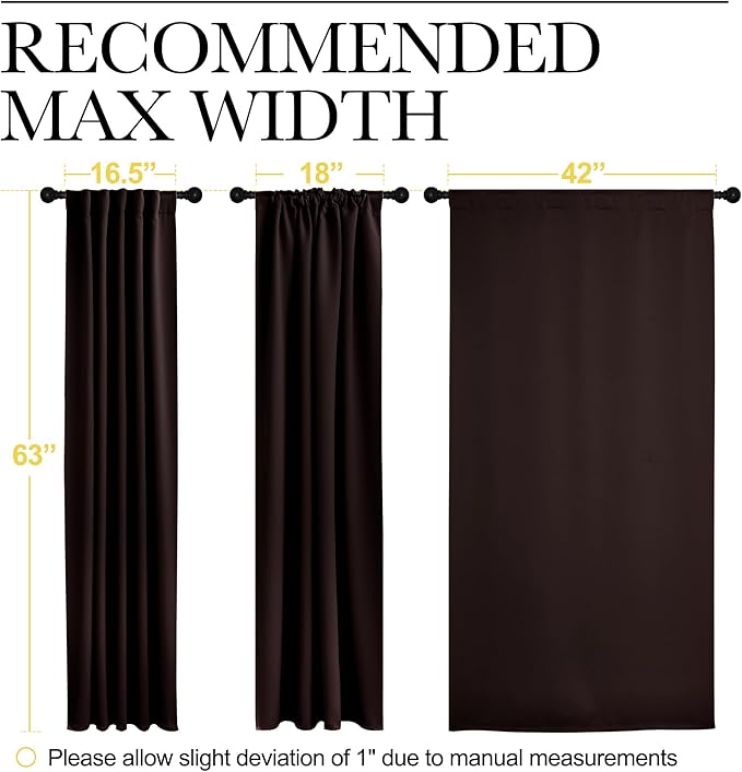 NICETOWN Blackout Curtain Panels for Living Room - (Toffee Brown Color) 42x63 Inch, 2 Panels Set, Thermal Insulated Room Darkening Blackout Drapes/Draperies with Rod Pocket & Back Tab for Window - Image 7
