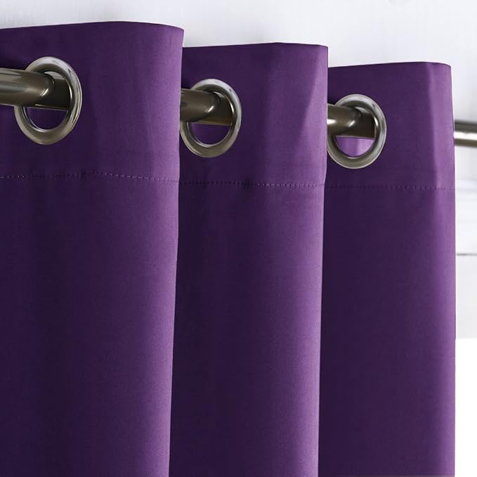 NICETOWN Blackout Room Darkening Window Curtain Triple Weave Home Decoration Solid Ring Top Blackout Room Darkening Drape for Bedroom (Single Panel, 42 x 63 inch, Royal Purple) - Image 2